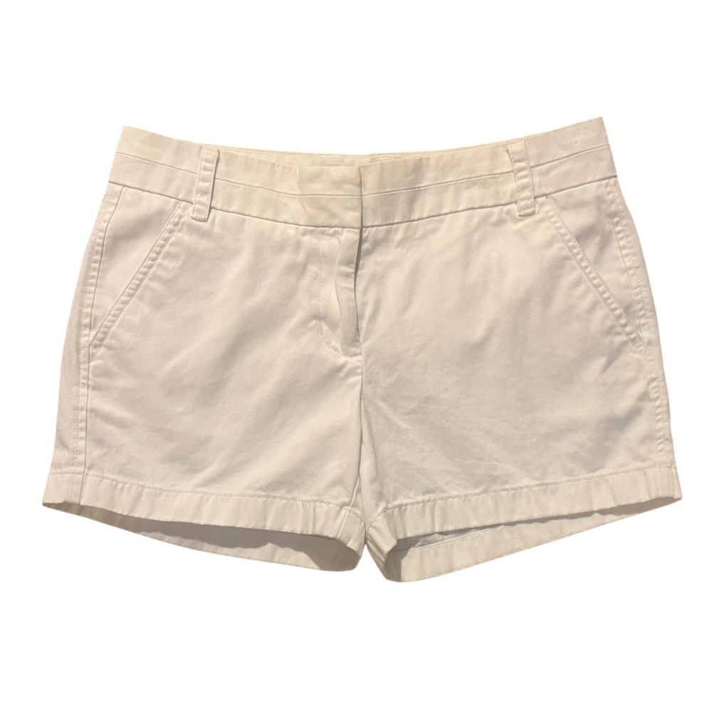 Women's‎ J.Crew Chino Shorts 2 White 100% Cotton Mid Rise size 2 Preppy Summer